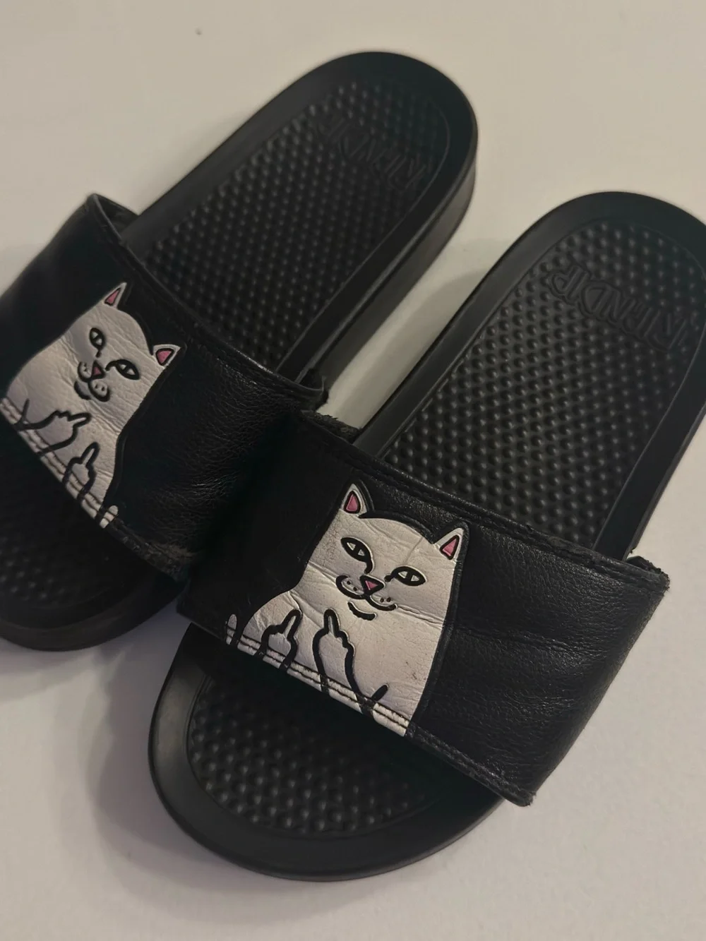 RIPNDIP Lord Nermal  Cat Slide Sandals Purple Camo, Size 4